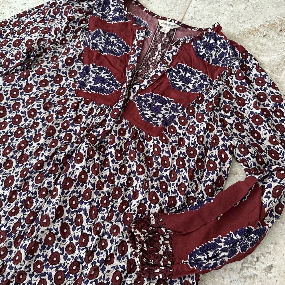 ⚡️LAST CHANCE⚡️Lucky Brand Boho Floral Annabelle Peasant Blouse Size Small - Picture 5 of 6